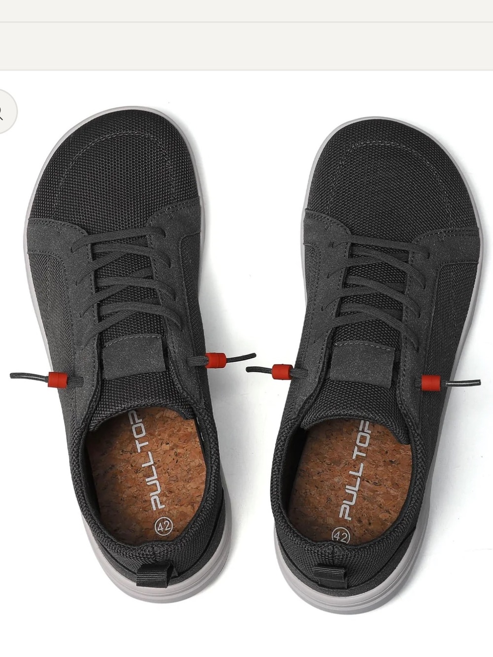 Pull top Men's Charcoal barefoot Mesh Sneakers 12 wide toe box casual vacation